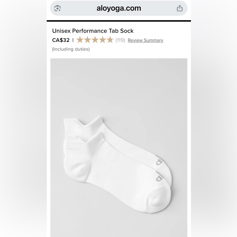 5 pairs of ALO Yoga Unisex White Performance Socks